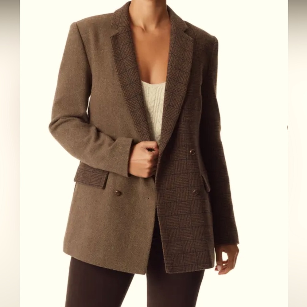 Sam Edelman Womens Braellynn Chocolate Chip Menitta Plaid Blazer Medium $189